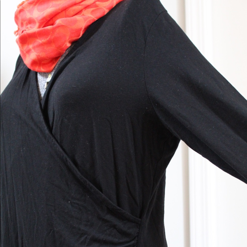 Sz 16 BODEN Black Faux Wrap V Neck Top Jersey